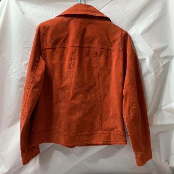 CHICO’S Orange Leather 2 Button 2 Pocket Jacket with Polyester Lining Size 0 - Picture 2 of 4